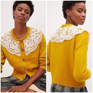 Anthro Maeve Lace Collar Cardigan